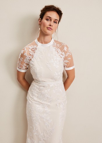 Phase Eight Poppy Embroidered Wedding Dress White USA | 5962403-IQ